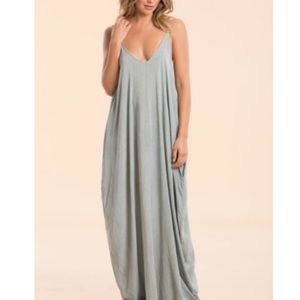 Elan charcoal and white pinstripe Maxi Dress